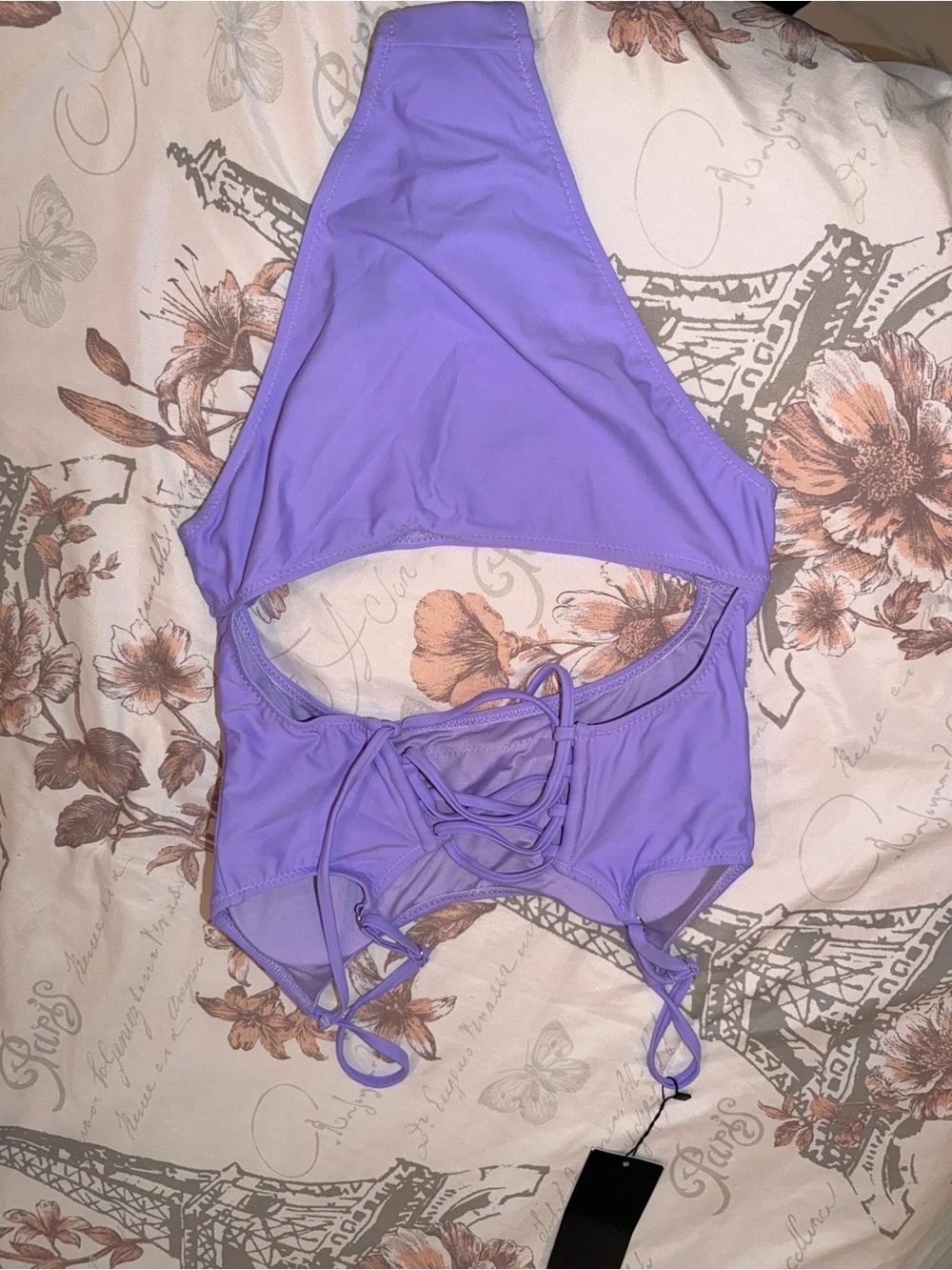 NWT Meyeeka Purple Cutout Lace-Up One Piece Swimsuit – Size Medium